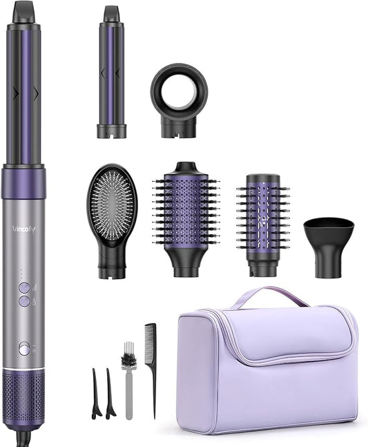 Hair Dryer Brush Blow Dryer, 7-in-1 Hot Air Brush Styler – Fast Drying, Curling, Straightening & Volumizing – 1200W High-Speed Motor 110,000 RPM – All Hair Types – Travel Bag Included