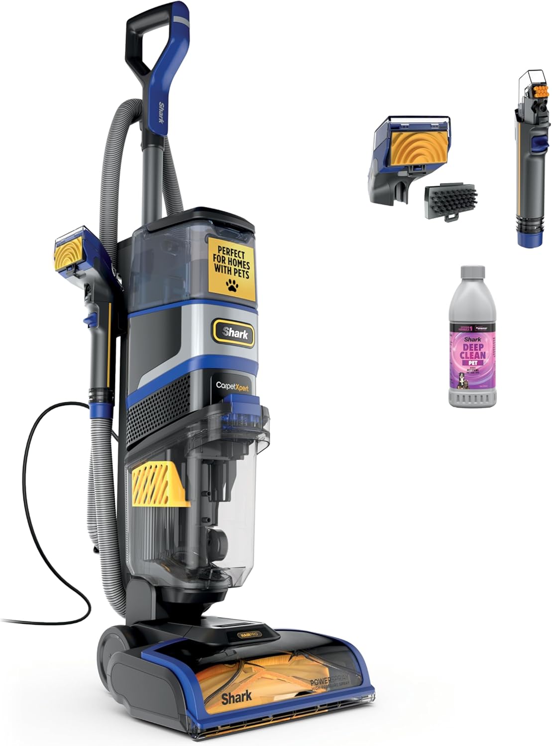 Shark CarpetXpert HairPro Upright Carpet, Area Rug & Upholstery Cleaner with Spot & Stain Remover, Perfect for Pets, Carpet Shampooer, 2 Cleaning Tools, Pet Cleaning Solution, Cobalt, EX251BRN