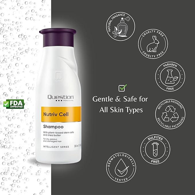Sulfate-Free Shampoo for Dry Damaged Hair – Plant-Based Formula with Shea Butter & Stem Cells – Deep Moisturizing Professional Hair Care – Safe for Color Treated Hair | 11.16 fl oz