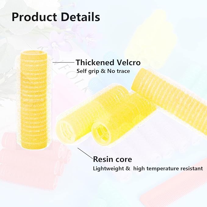 18PCS Self Grip Small Hair Curlers Heatless Roller Hair Curlers Pro Salon Hairdressing Curler DIY Curly Hairstyle Hair Rollers Tools Rat Tail Comb for Women Medium Short Hair(Yellow)