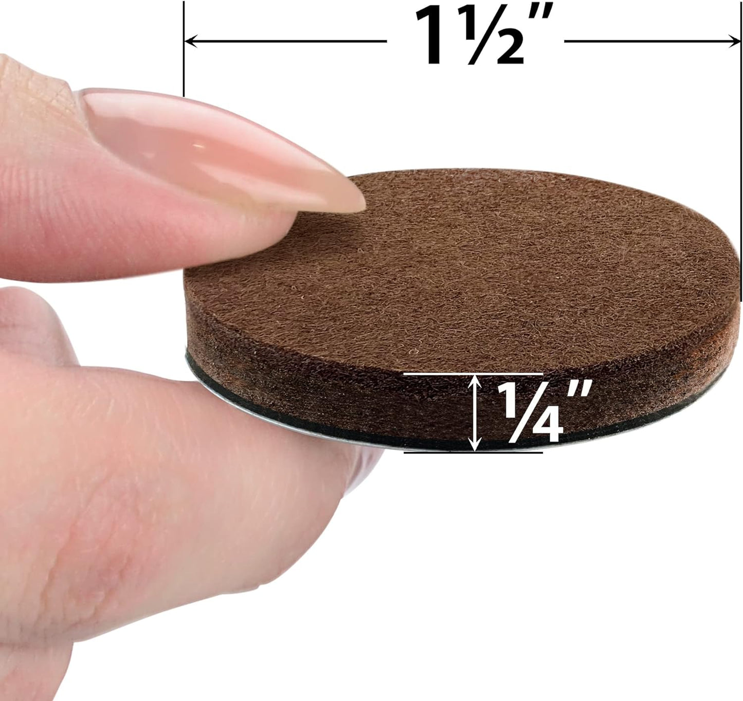 24 Heavy-Duty Felt Furniture Pads 1.5” 1/4” Thick X-Protector! Round Felt Pads for Furniture Feet - The Best Felt Floor Protectors for Furniture to Prevent Scratches. Protect Your Hard Floor! (Brown)