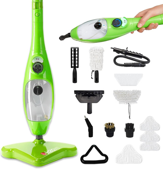 H2O X5 5-in-1 Multi-Purpose Steam Mop, Handheld Steam Cleaner, Adjustable Height, Removable Tank, Large Capacity, Rapid Heat Up, Steam Control, Lightweight, High Pressure with additional 3pk pads