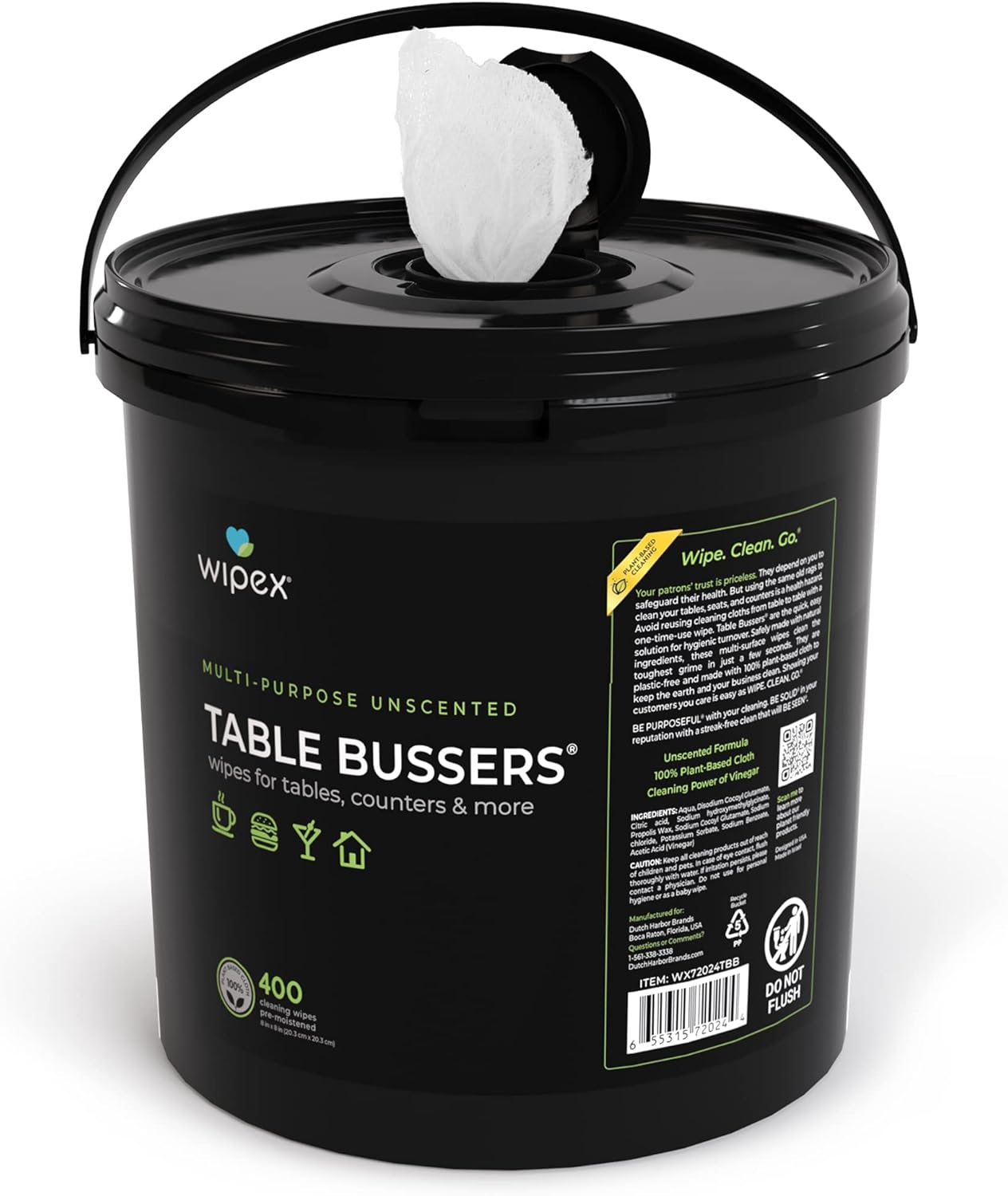 Wipex Table Bussers - Multi Surface Cleaner Natural Cleaning Wipes - Cleaning Vinegar Plant Based Wipe to Clean Restaurant Tables, Counters and Household Items, 400 Count (Pack of 1)