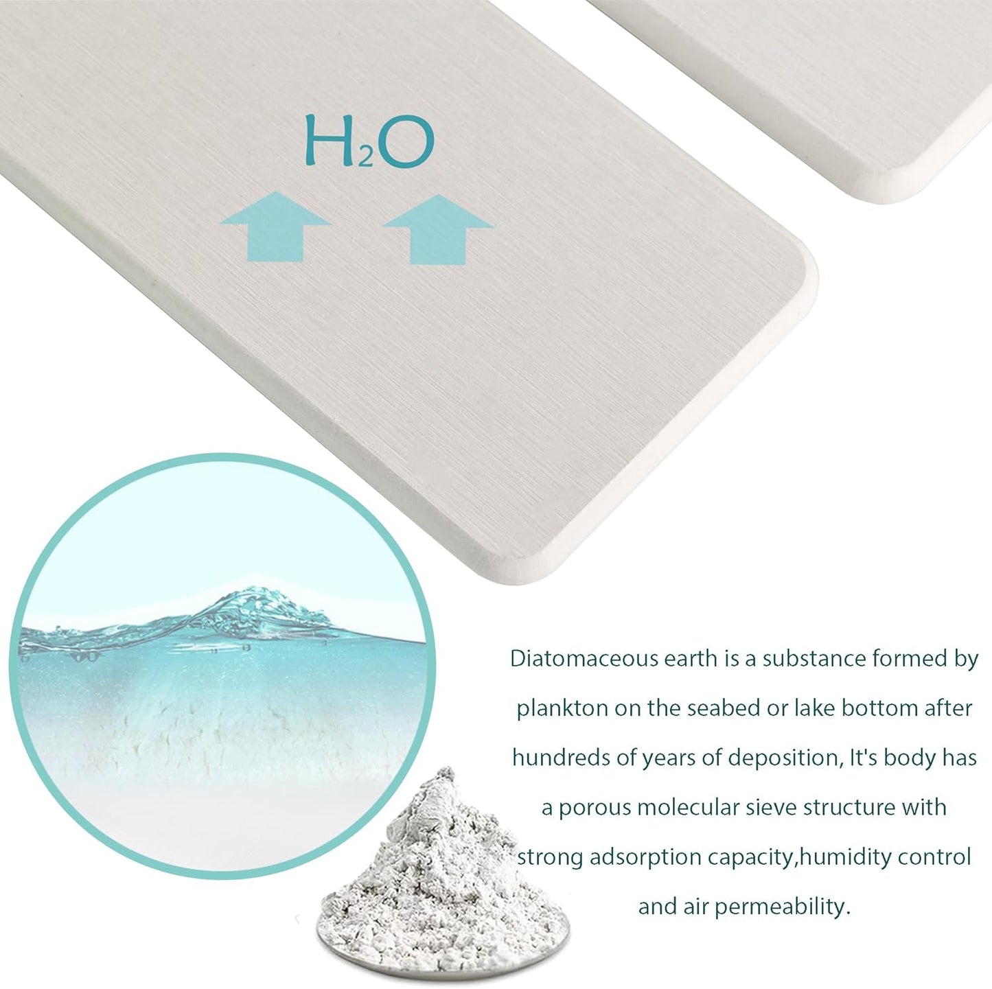 2 Pcs Water Absorbing Stone Trays, Kitchen/Bathroom Sink Soap Dish, Diatomite Tray Used for Hand Soap & Cosmetic Bottles in The Modern Home, 3.15" W x 11.8" L, White