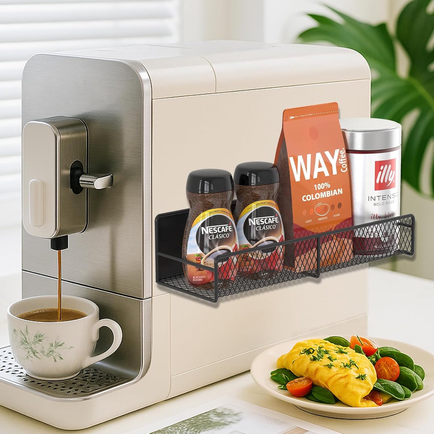 2 Pack Magnetic Spice Rack for Refrigerator, Black Magnetic Shelf with 4 Removable Hooks, Rustproof Magnetic Shelf for Fridge, Oven, Condiments, Oils, Seasoning Spice Organizer