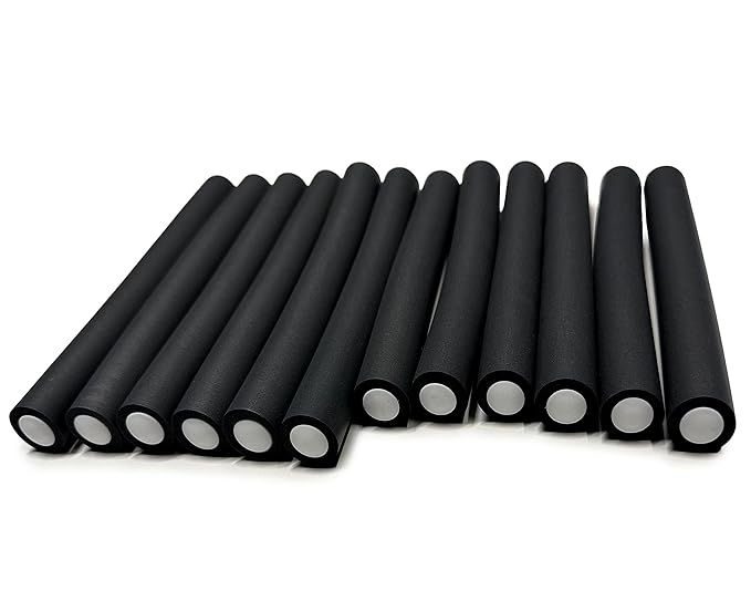 My Beauty Spot Flexi Rods Foam Hair Rollers 7/8" Professional Salon Quality Rubber Hair Rollers for Long, Medium and Short Hair (Grey)
