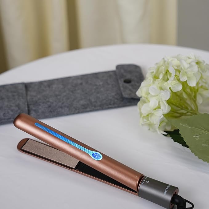 NITION Ceramic Tourmaline Flat Iron for Hair LCD 1" Hair Straighteners MCH Fast Heating UP Healthy Smooth Straightening Styling Tools with Travel Pouch Bag. 265-450°F Adjustable 6 Temperatures Levels
