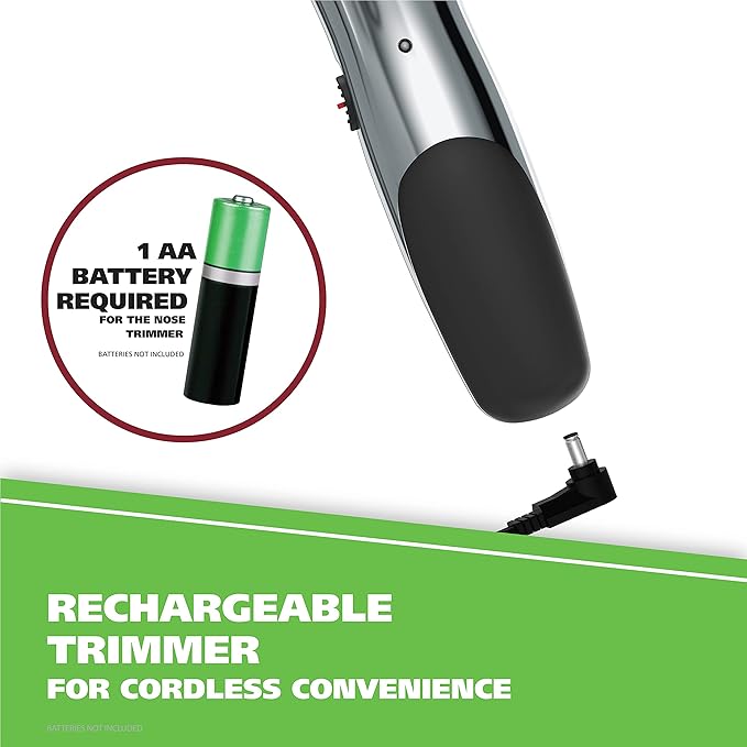 Wahl Groomsman Rechargeable Beard Trimmer kit for Mustaches, Nose Hair, and Light Detailing and Grooming with Bonus Wet/Dry Battery Nose Trimmer – Model 5622v
