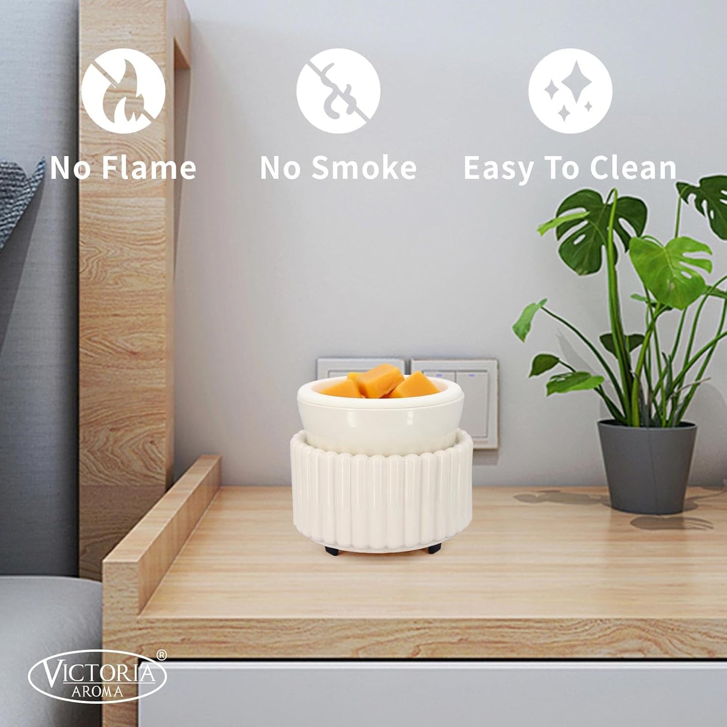 Ceramic Wax Melt Warmer with 1 pc Silicone Dish Candle Warmer for Scented Wax Electric Fragrance Burner for Home, Office, Bedroom - Gift & Décor