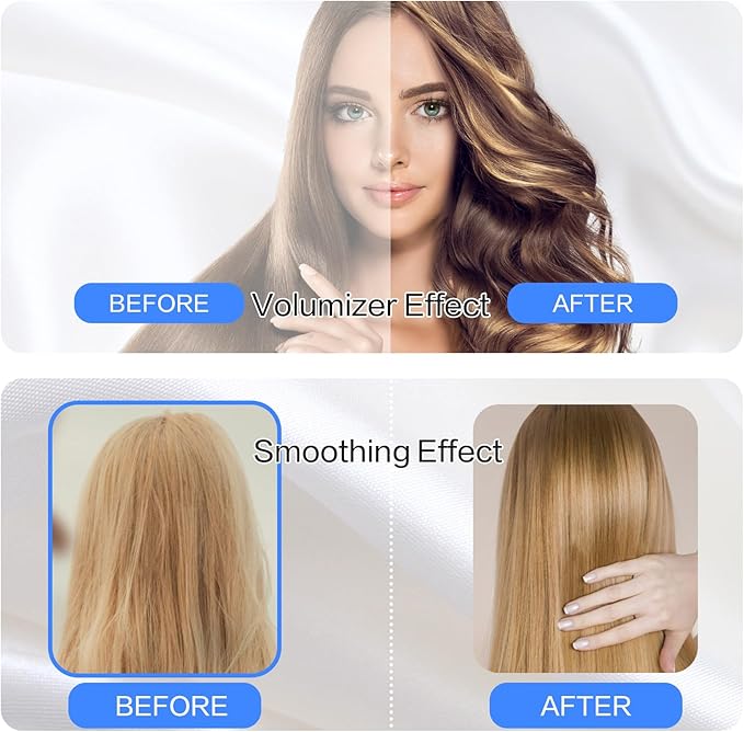 Dan Technology Blow Dryer Brush Hair Dryer Brush Hot Air Blowout Brush 120V 3 Speeds Oval Shape Volumizer Straightener Brush Faster Drying Mini Size Lightweight (Blue)