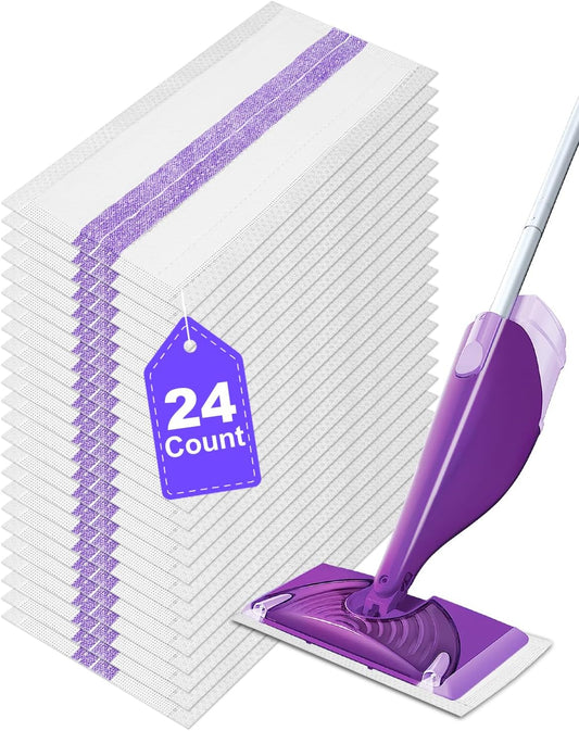 Spray Mop Pad Refill Compatible with Swiffer WetJet Mop, Disposable Multi Surface Floor Mop Pads, Thickness & Absorbent, 24 Count