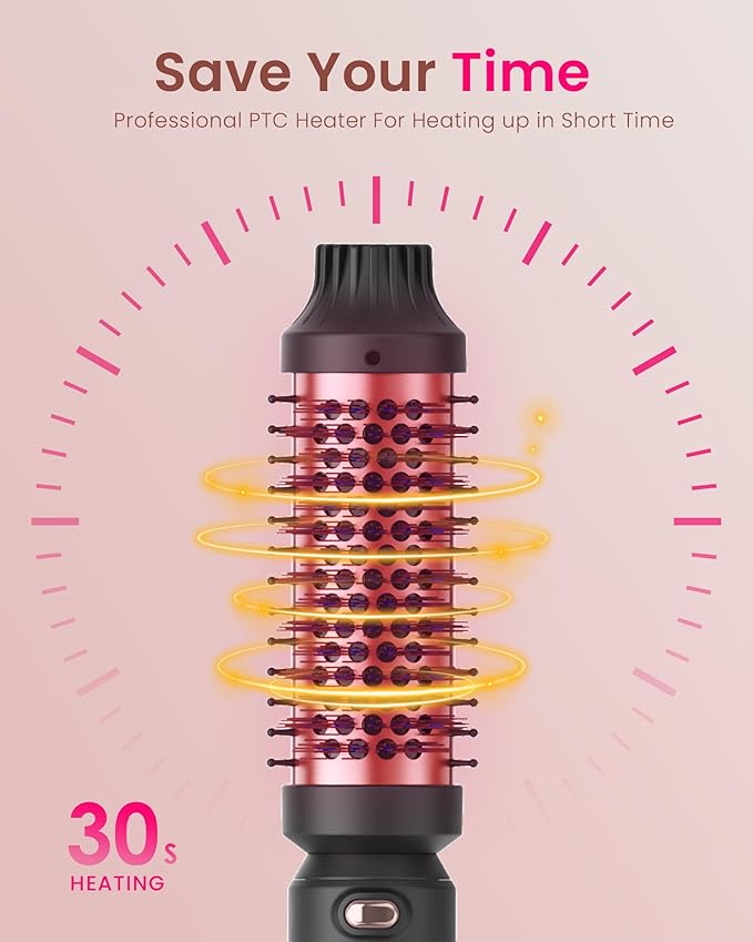 Thermal Brush Set 3 in 1 Hot Hair Curling Iron Brush, Dual Voltage 110-220V Travel Round Head Hair Styling 11 Temp Settings Fast Heated（1.25"&1.5"&1.75" for Women Volume Smoother