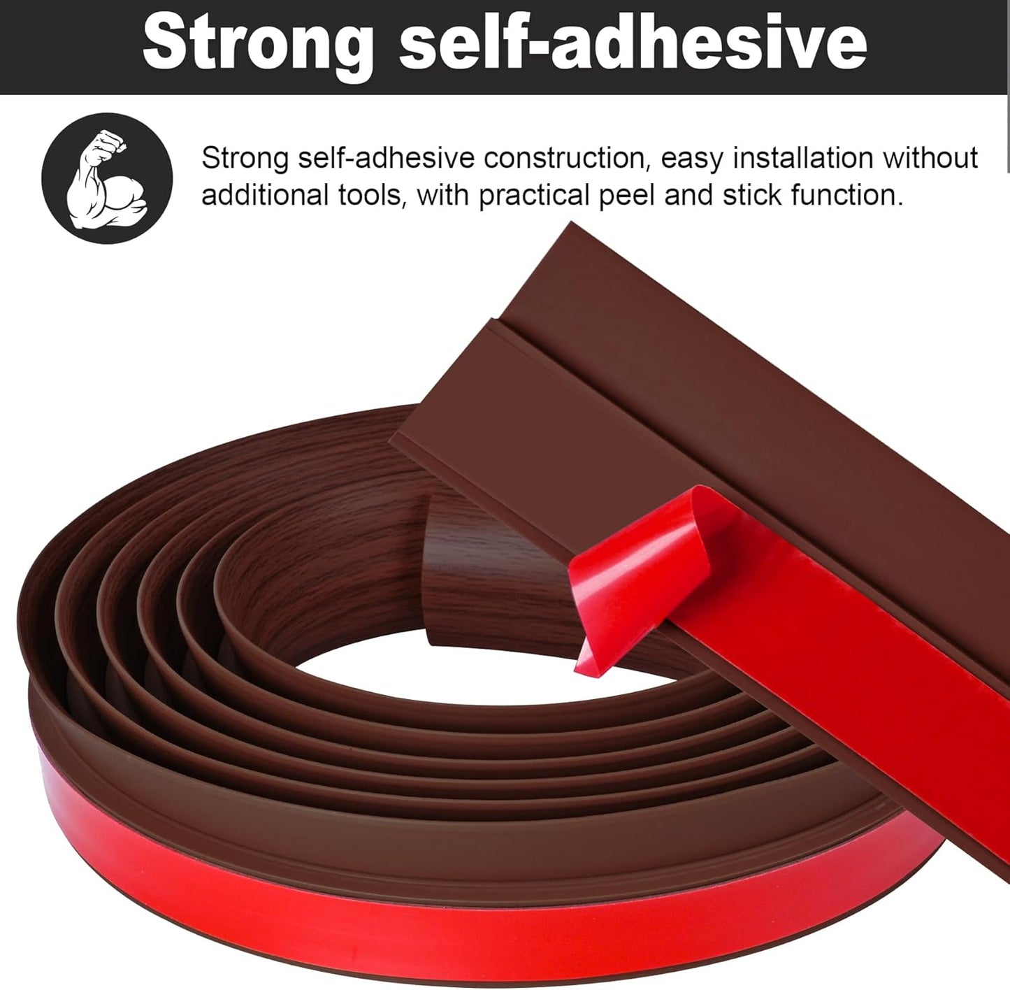 20Ft Carpet Floor Transition Strip, Self Adhesive Floor Edging Trim Strip, PVC Threshold Cover for Doorway, Floor Divider Strip Suitable for Threshold Height Less Than 5 mm - Red Wine