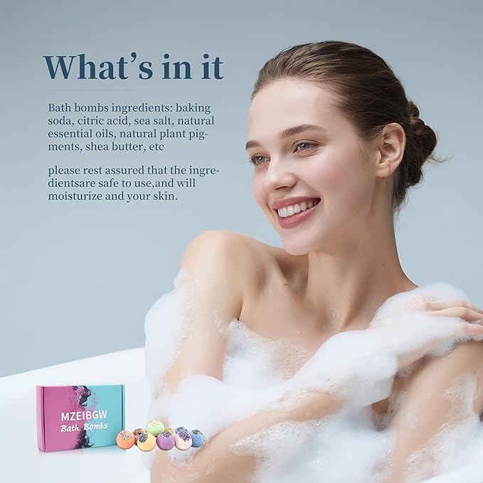 Bath Bombs for Women Kids, 12 Pack Handmade Natural Bath Bomb, Spa Relaxing Birthday Gift Set for Her/Him, Women, Girls, Wife, Mother