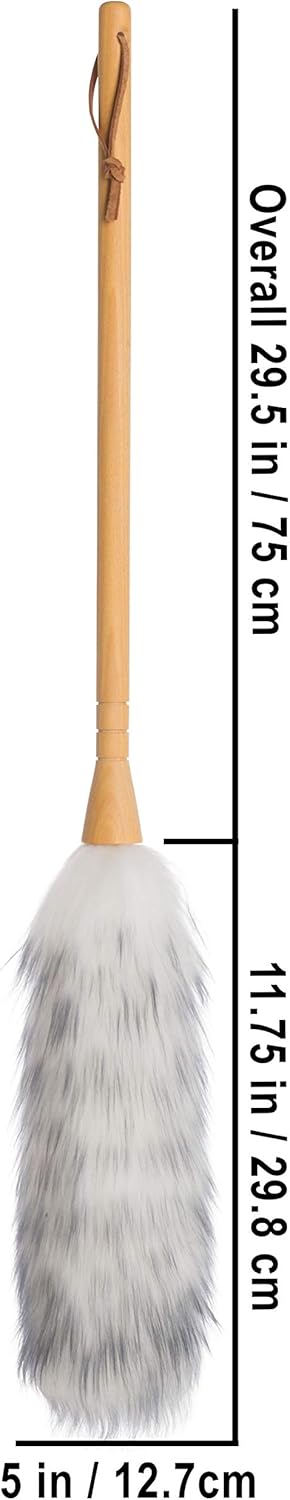 REDECKER Lambswool Duster, Natural Magnet for Dust and Fine Particles, Cleans Without Scratching, 29-1/2 inches - Lambs Wool Dusters for Cleaning - Lambs Wool Duster, Made in Belgium Reusable Duster