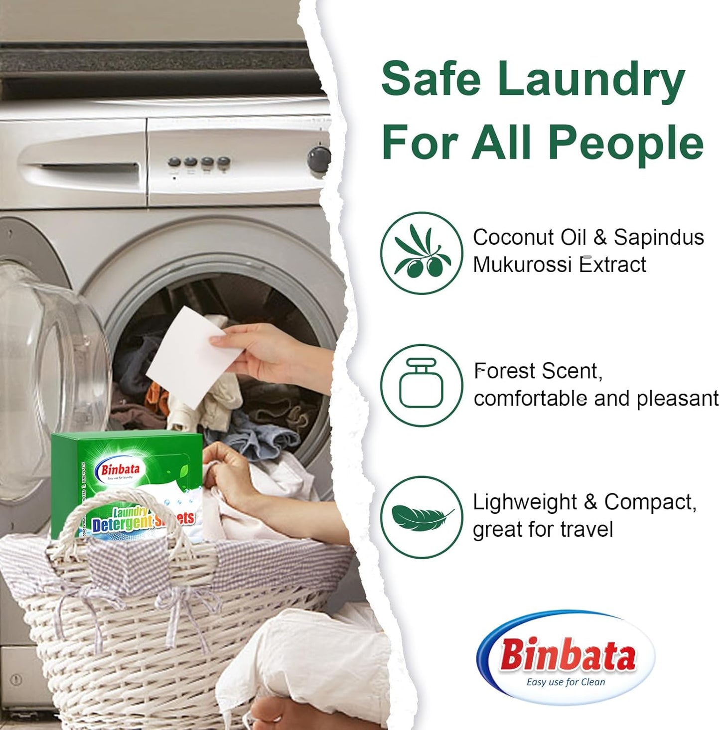 Laundry Detergent Sheets - Up To 128 Loads, Hypoallergenic, Eco-Friendly Forest Scent, Biodegradable, Plastic Free, Liquidless Laundry Sheets Suitable for Sensitive Skin