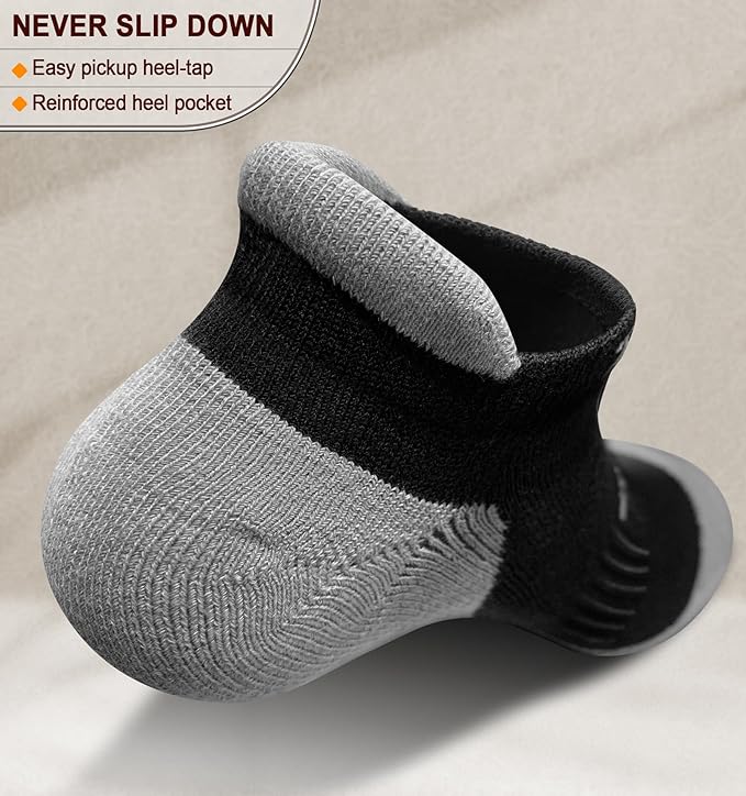 BULLIANT Men Running Socks 6Pairs-Ankle Athletic Socks Wicking Cushioned for Men Walking-Arch Compression Support