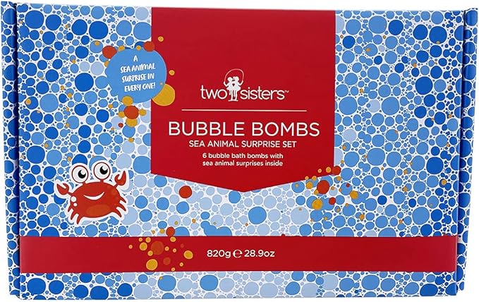 Sea Animal Bath Bombs for Kids with Surprise Toys Inside (6 Pack) - Bubble Bomb Stocking for Girls and Boys, Gentle and Safe Ingredients, USA Made, Ideal Gift for Children & Teens by Two Sisters