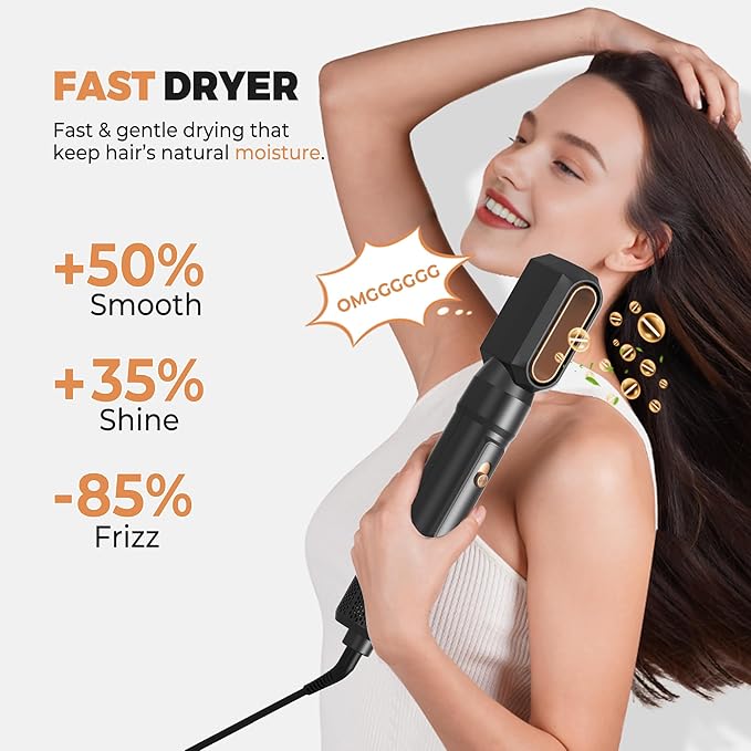 Blow Dryer Brush Set of 6, Air Curling Iron 3 Temperature Negative Ionic Hair Dryer Brush, Hot Air Brush Hair Styling Tools, 800W Volumize Straightener Round Brush Blow Dryer 100-120V