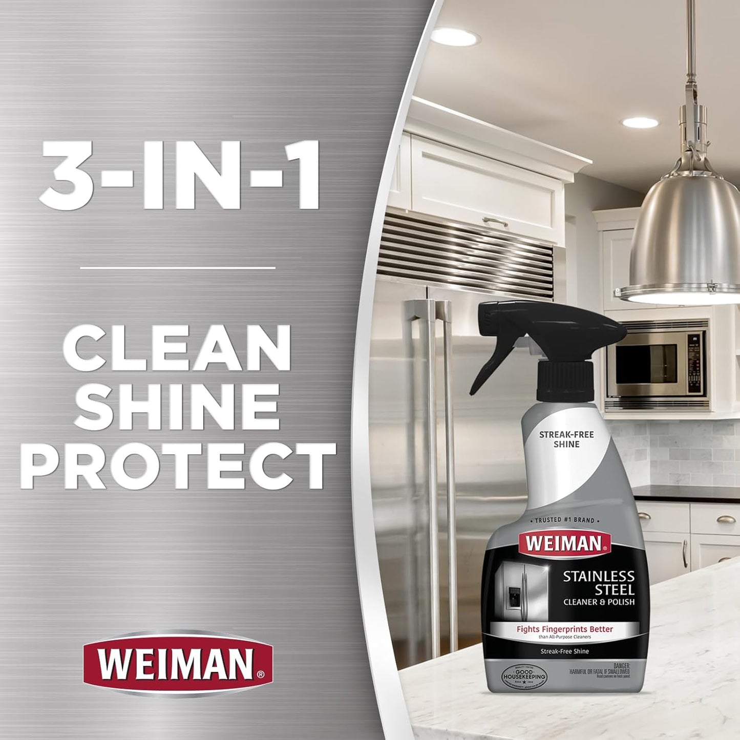 Weiman Stainless Steel Cleaner and Polish - 2 Pack - Removes Fingerprints, Residue, Water Marks and Grease from Appliances w/Buffing Towel