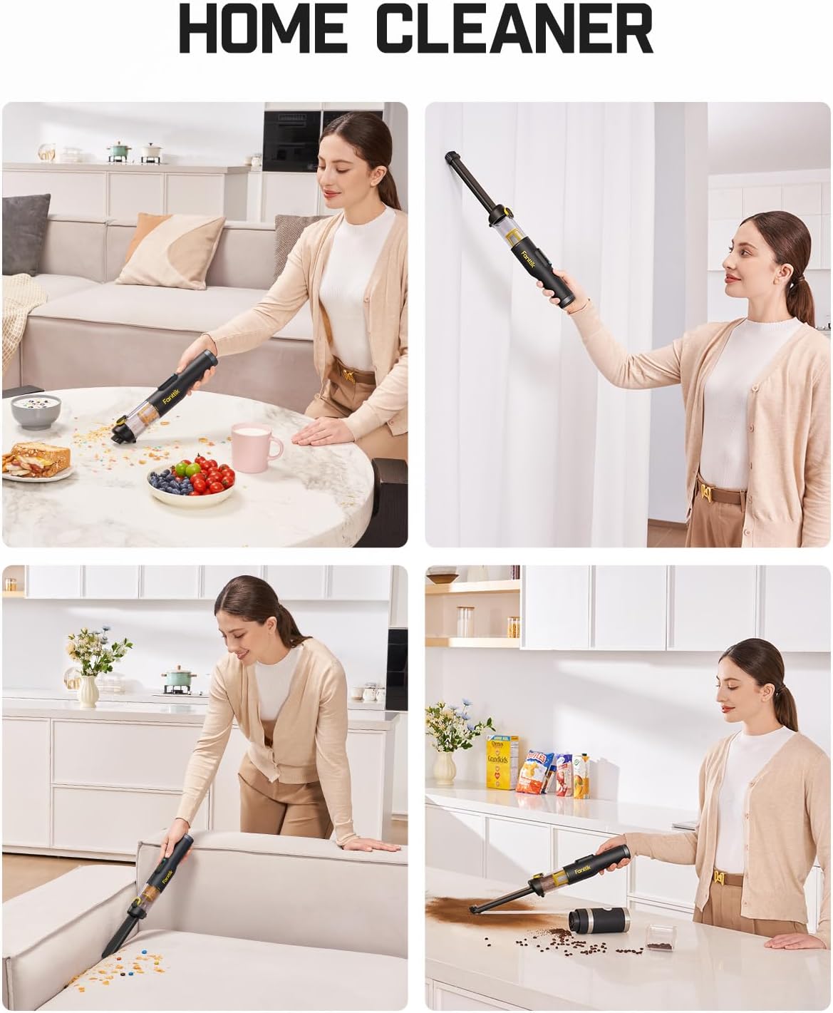 Fanttik Slim V10 Lite Cordless Handheld Vacuum, 0.98lb Lightweight with All-in-One Base Design, 12000Pa Suction & Smart LED Display, Portable Mini Vacuum Cleaner for Kitchen Table, Home, Car