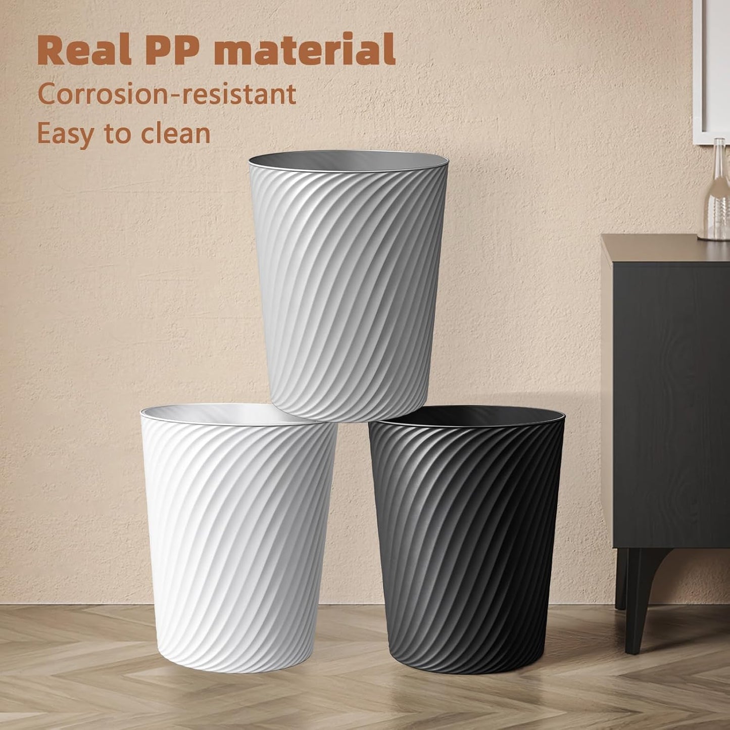 Small Trash Can 3 Pack 1.8 Gallons, Bathroom Trash Can & Garbage Can with 6 Trash Bags, Bedroom Trash Bin & Waste Basket for Office, Bedroom, Living Room, Kitchen, Compact Space