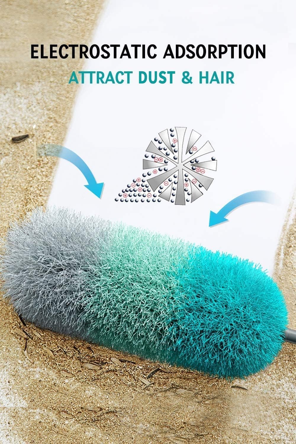 BOOMJOY Microfiber Feather Duster with 100 inches Extension Pole, Dusters for Cleaning High Ceiling, Fan, Blinds, Furniture