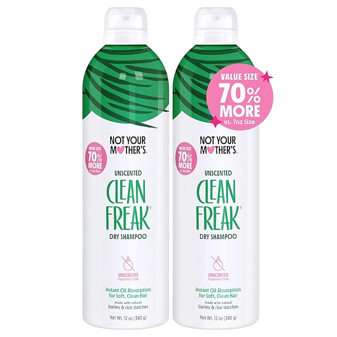 Not Your Mother's Value Pack Clean Freak Refreshing Jumbo Dry Shampoo (2-Pack) - 12 oz Each - 70% More to Instantly Absorb Oil and Refresh Hair Between Washes - Fresh Citrus - For All Hair Types