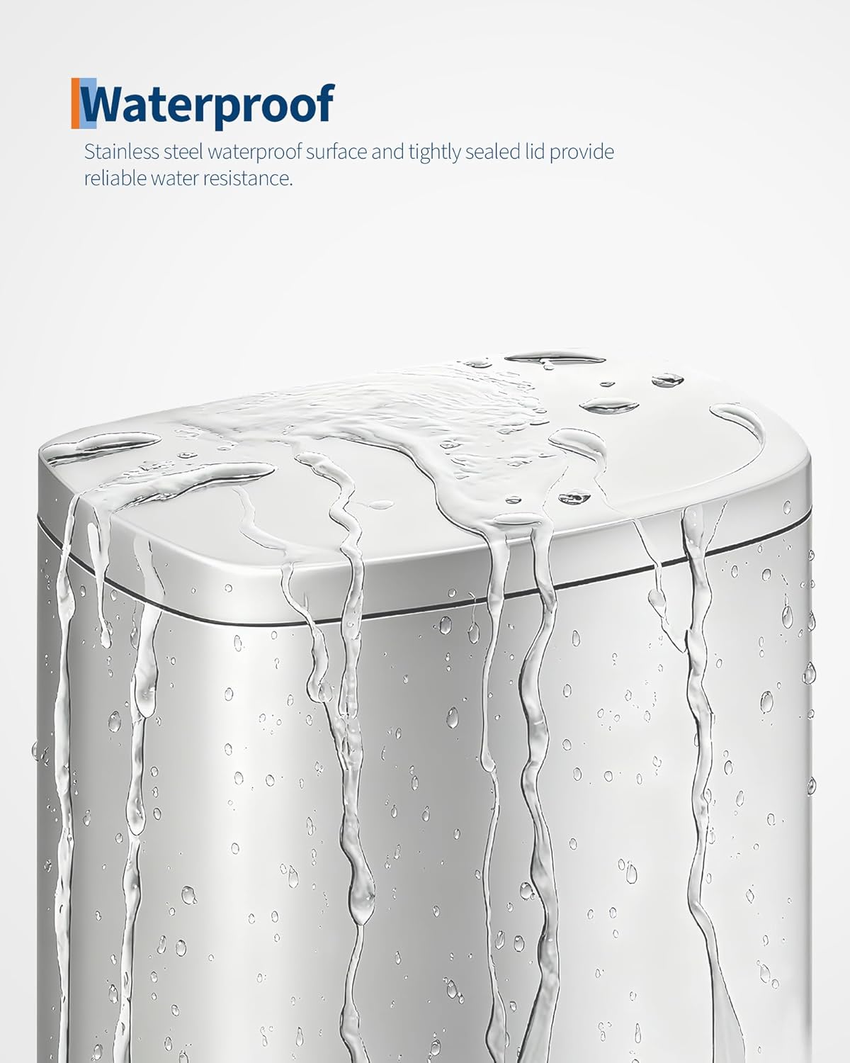 Garvee 13 Gallon / 50 Liter Stainless Steel Kitchen Trash Can with Lid, Large Rustproof Garbage Can for Kitchen, Step-on Metal Trash Bin with Inner Bucket, Rear Handle, Soft Close Lid, Silver