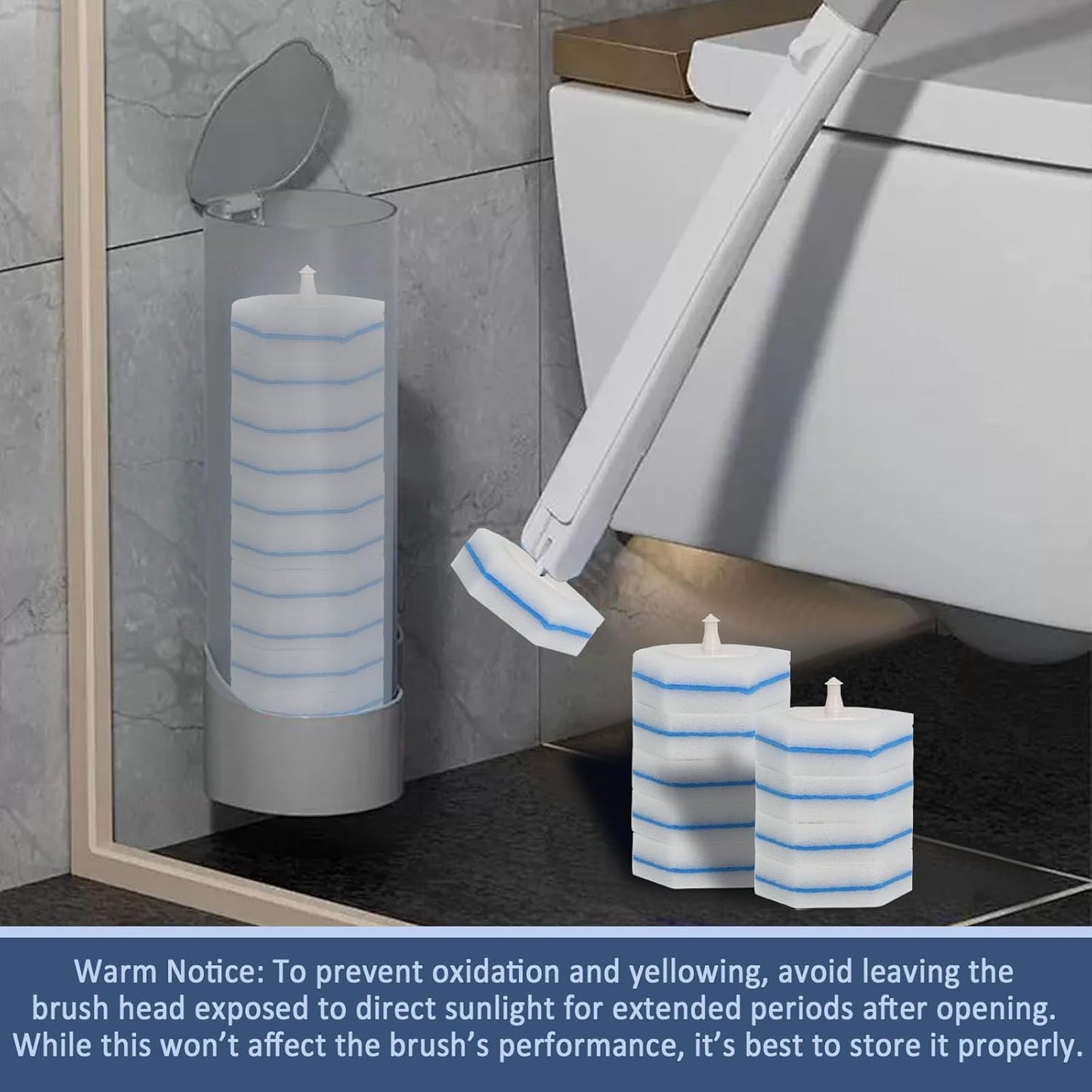 Disposable Toilet Bowl Wand Refills, Toilet Cleaner Refill Pads Compatible with Most Wands, Disposable Toilets Brush Replacement Head Scrubbing Pads for Bathroom Cleaning(100 Packs)