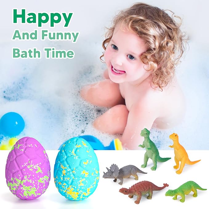 16 Pack Dinosaur Bath Bombs for Kids with Surprise Inside, Dino BathBombs with Toys Inside for Boys Girls Toddlers, Organic Kids Bath Bomb Bubble Bath Dinosaur Bath Toys Easter Birthday Gift Set