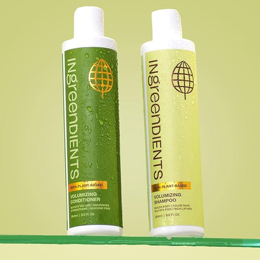 Ingreendients Non Toxic Sulfate Free Volumizing Shampoo & Conditioner with Organic Ingredients For Fine & Thin Hair - Color Safe, Paraben & Gluten Free, Silicone Free, Vegan, Cruelty-Free, pH Balanced