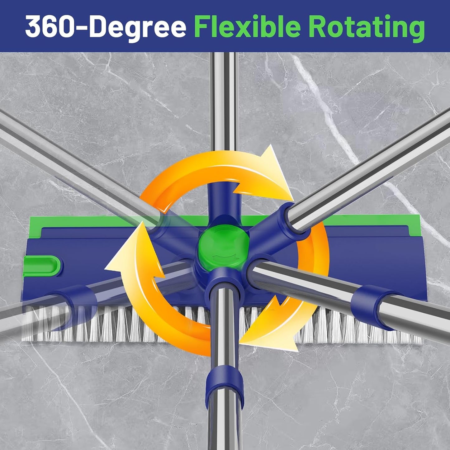 Floor Scrub Brush with Long Handle: 3 in 1 Heavy-Duty Floor Scrubber Brush with Squeegee for Cleaning Tile Bathroom Deck Kitchen Patio