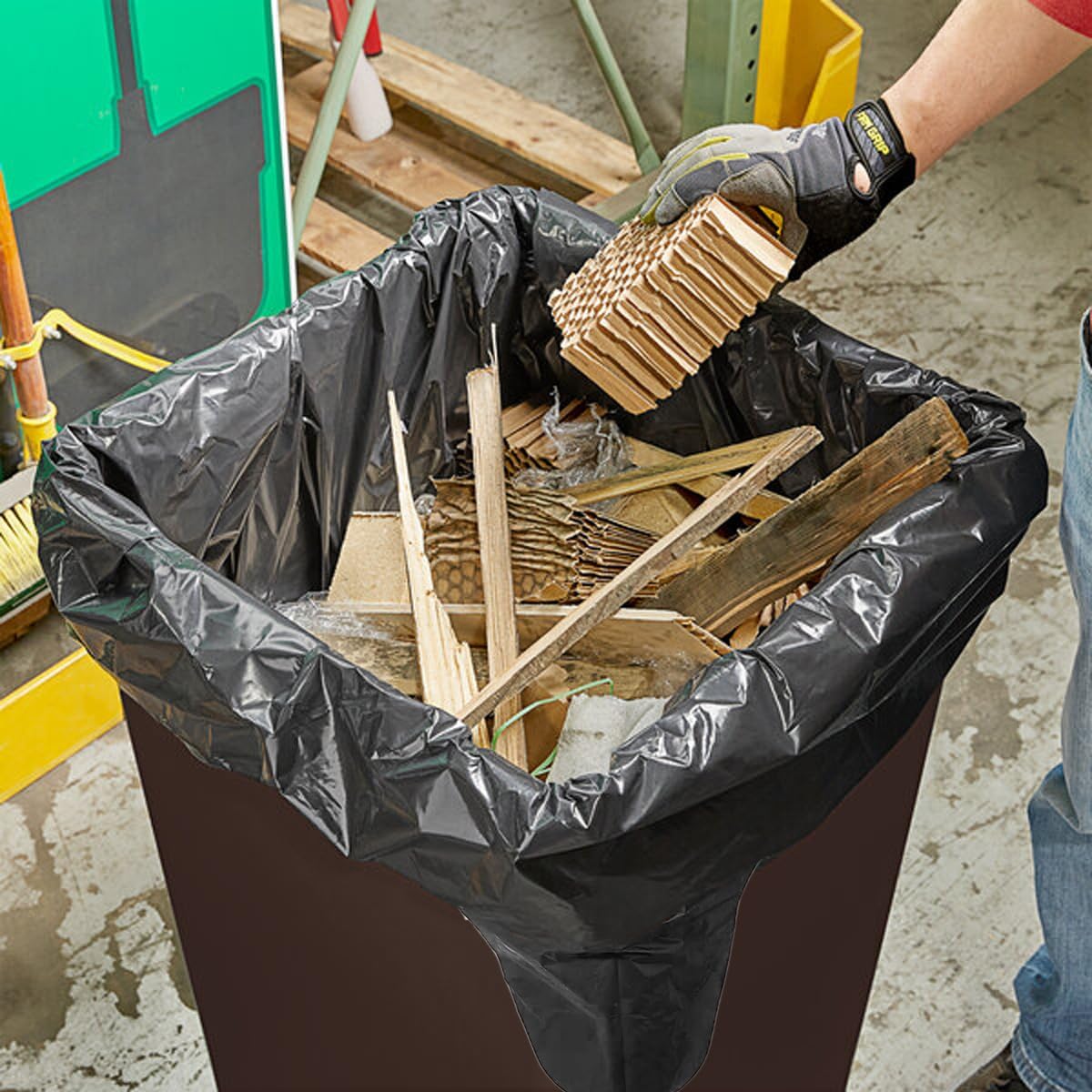 Contractor Heavy Duty Trash Bags 55 Gallon | 52 Count | 2 MIL | 36" X 56" | Large Black Flap Tie Construction Garbage Bags for Business Home Commercial, Industrial, Storage, Outdoor