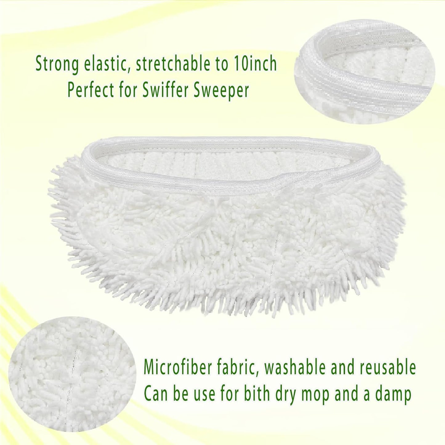 Reusable Microfiber Mop Pads Washable Wet Pads Compatible with Refills for Swiffer Sweeper Wet & Dry Sweeping Cloths Mop Head Replacement for Household Cleaning