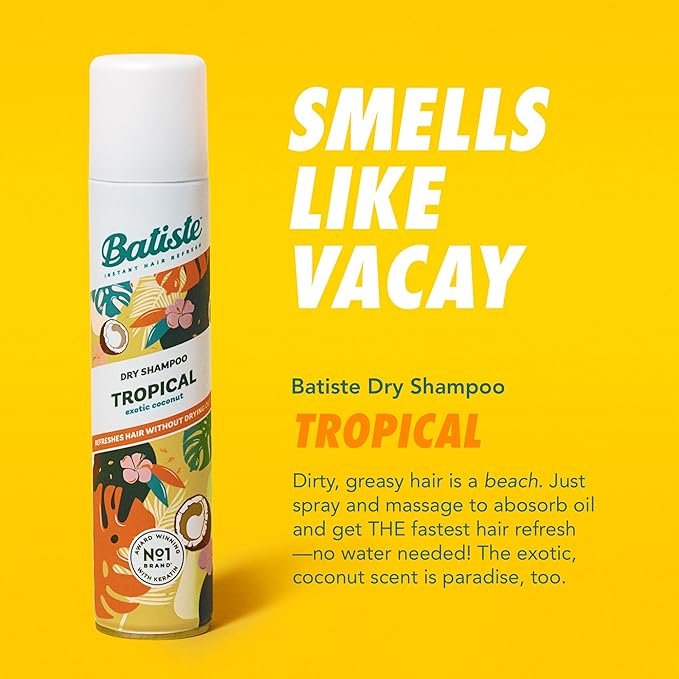 Batiste Tropical Dry Shampoo, Waterless Shampoo, 3.81oz 3 pack