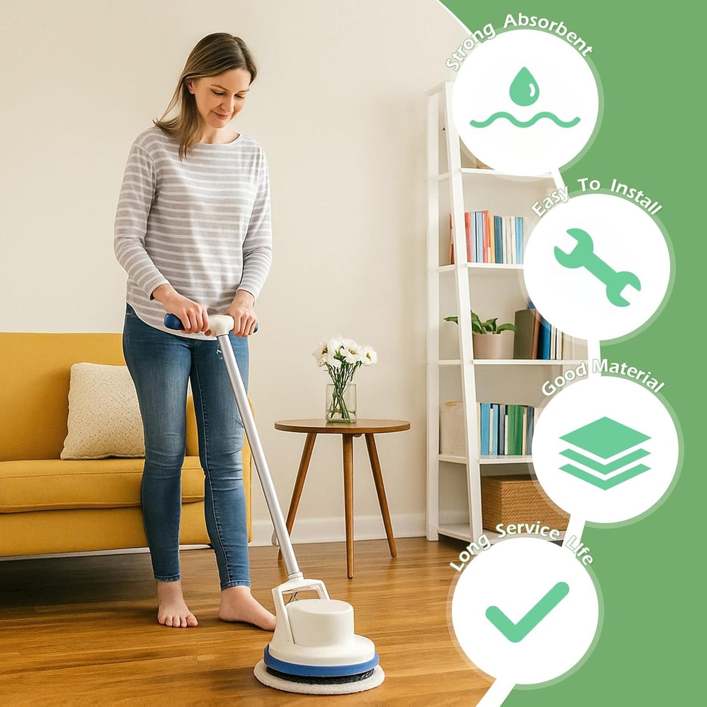 3 Pcs 12" Floor Machines Pads Compatible with Oreck Commercial 550MC Orbiter Floor Machine Cleaner Buffer Scrubber Polisher Pads for Hardwood and Tile Floors Cleaning Stripping