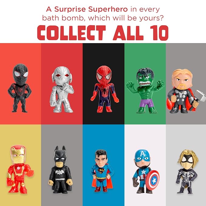 Superhero Bath Bombs for Kids & Boys with Surprise Hero Toys Inside (1 Pack) - Large Bubble Bomb for Boys & Girls - Gift for Children & Boo Basket Stuffer for Boys - USA Made by Two Sisters