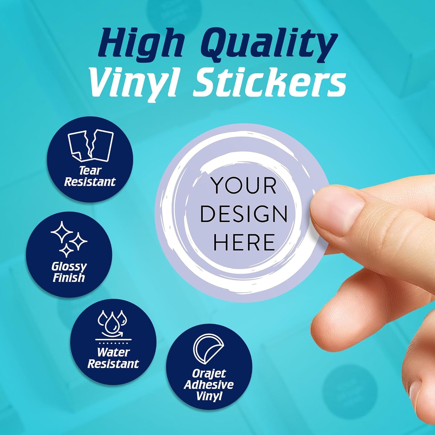 100 Custom Vinyl Stickers - Upload Your own Image, Text, Design, Logo - Personalized Logo Labels for Handmade, Packaging, Bottle, Jars, Candle, Brand Stickers (Lavender Swirls, 2x2)