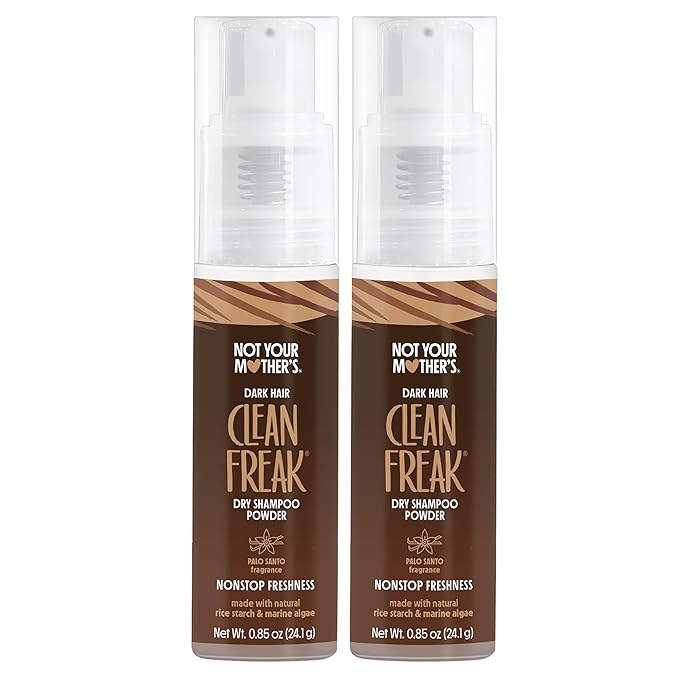 Not Your Mother's Clean Freak Dark Hair Dry Shampoo Powder (2-Pack) - .85 oz Each - Non-Aerosol Powder Absorbs Oil and Refreshes Dark Hair Shades