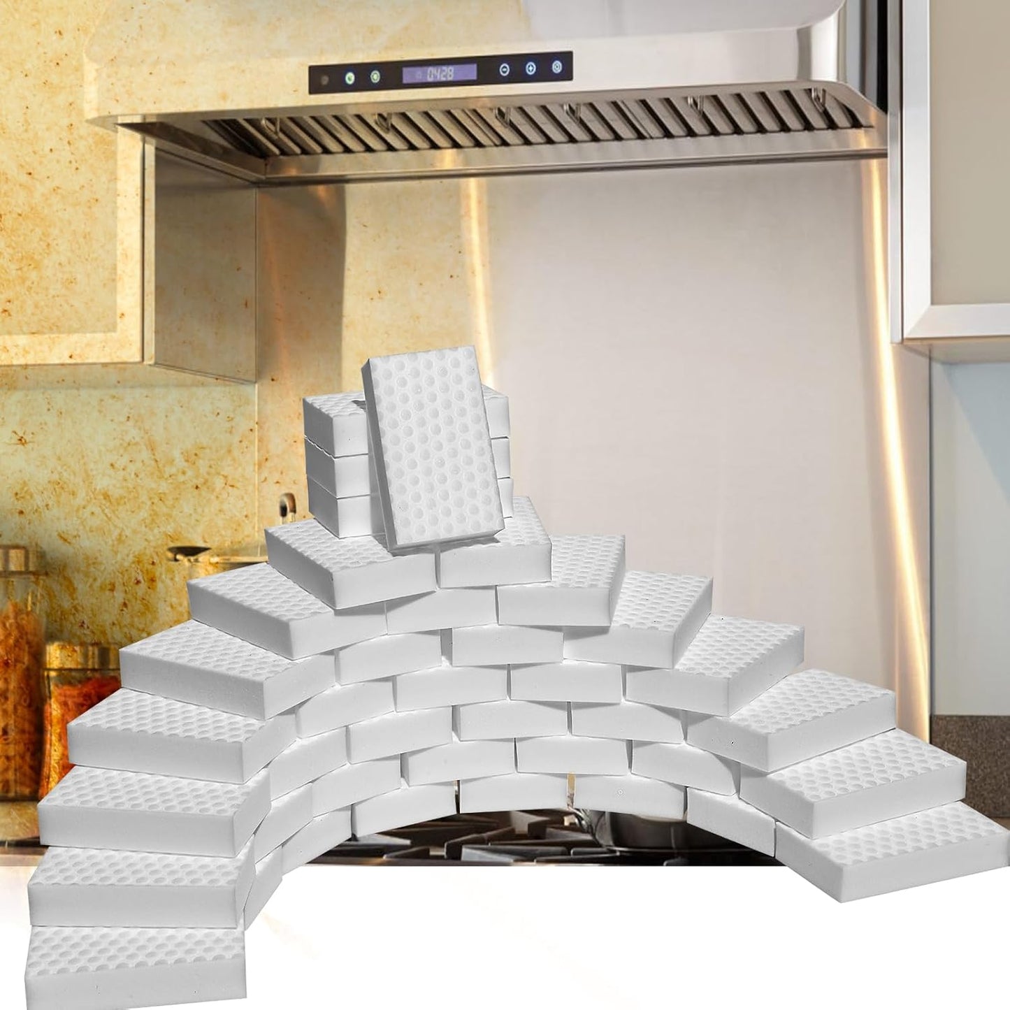 2X Density Magic Sponge Eraser,50 Pack Multi-Functional Household Cleaning Sponge for Furniture,Extra Thick and Long Lasting Melamine Cleaning Sponges for Bathroom,Floor, Wall Cleaner (50)