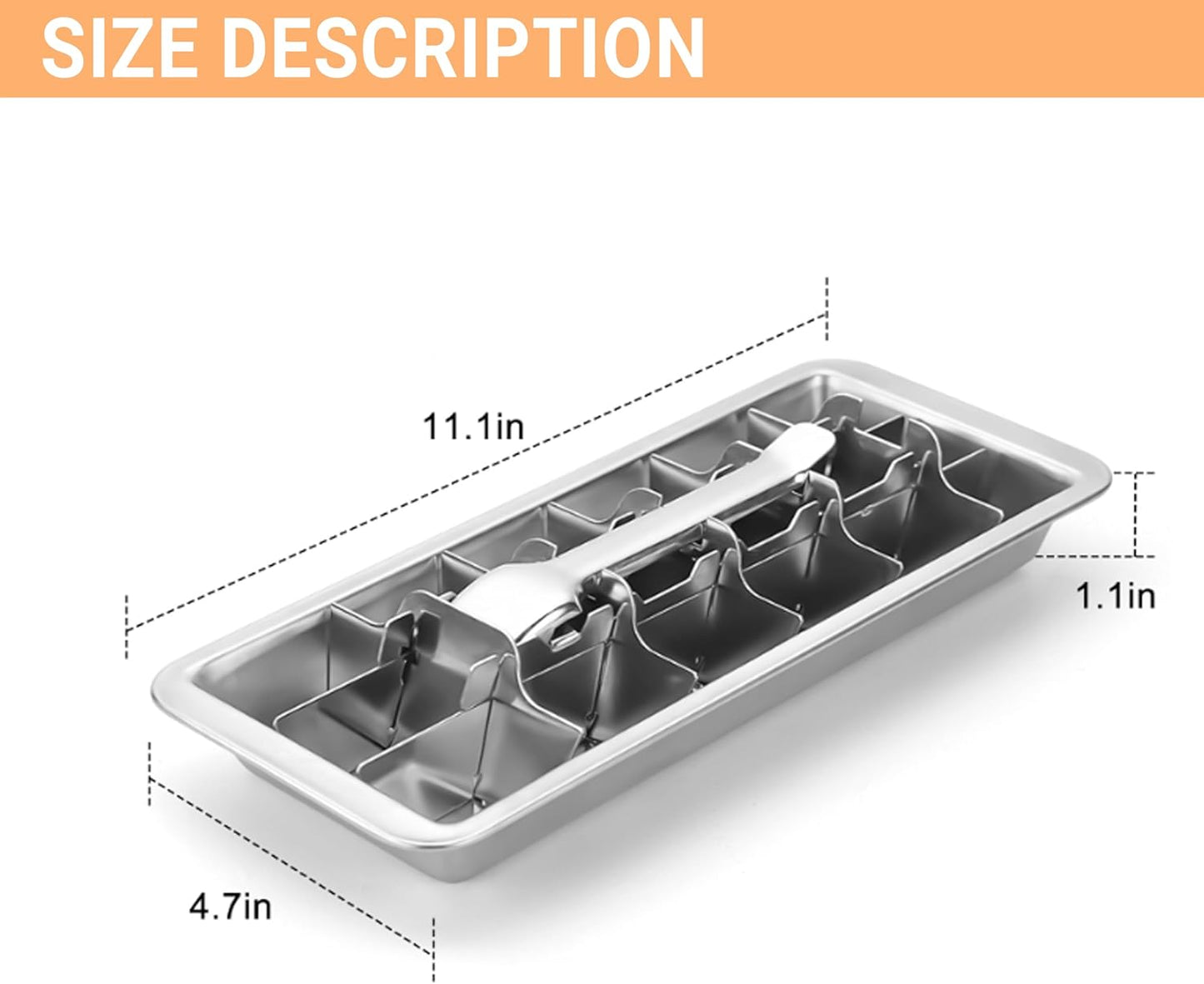 Professional Ice Cube Trays Stainless Steel - 18-Slot Heavy Duty Metal Icecube Mold, Non-Toxic Freezer Tray with Lever Release, Bar & Kitchen Use, Send Goods from Local Warehouse