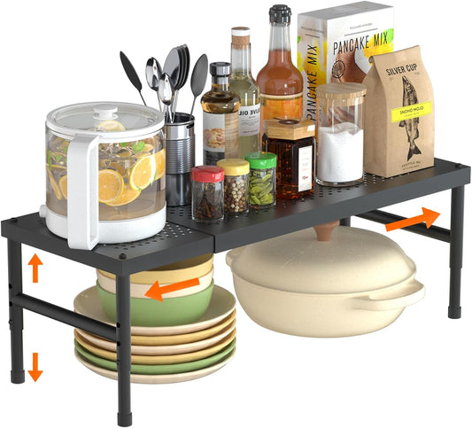 Expandable adjustable stackable kitchen organizer,Spice Racks,Counter Shelf for Cabinets,Small Cupboard Organizers,Heavy Duty Metal Pantry Storage Shelves Racks for kitchen, cabinet, study, bathroom