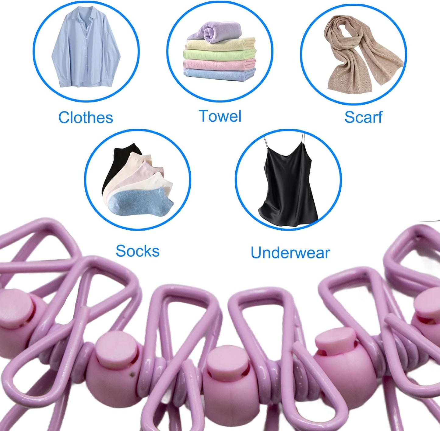 2 Pack Camping Clothesline Portable 12 Clothespins, Pink Camping Accessories Travel Clothesline for Outdoor Indoor, Retractable Clothes Line Elastic Clothesline for Camper Hotel Room