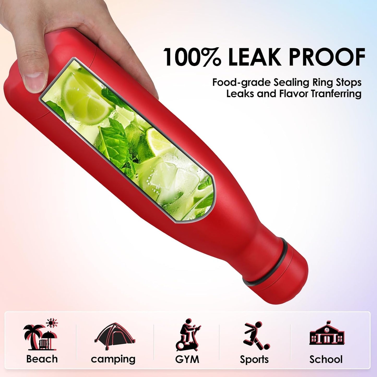 17oz Cola-Bottle Shaped Stainless Steel Leak-proof Water Bottle,Double Wall Vacuum Insulated Metal,Travel Mug For Sports Indoors & Outdoors,BPA-Free Kids Flasks,Assorted(8 Pack)