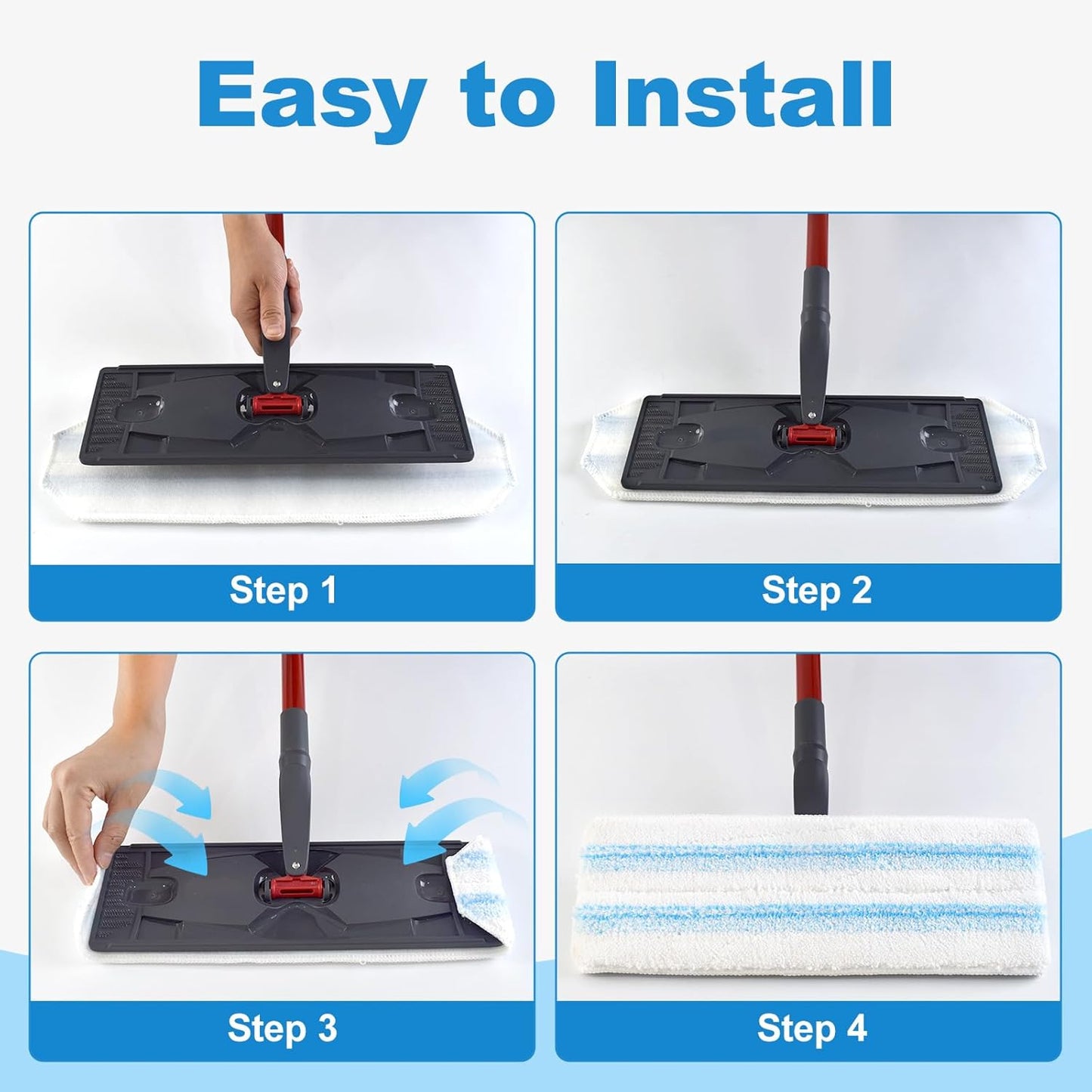 3PCS Replacement Mop Pads for O-Cedar H2prO Flat Mop System,Microfiber Mop Pad Easy Clean for All Hard Floors,Reusable & Machine Washable