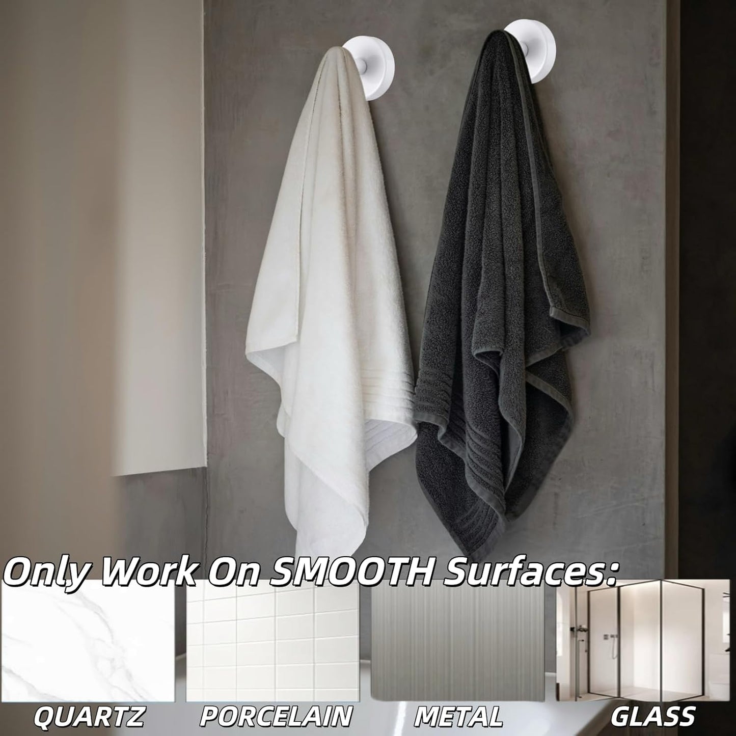 2025 Upgraded Stainless Steel Heavy Duty Suction Cup Hooks For Shower Bathroom Accessories Removable Hook For Glass Window Door Wall Hooks For Hanging Towels Robes Wreaths (Pack Of 2, White)