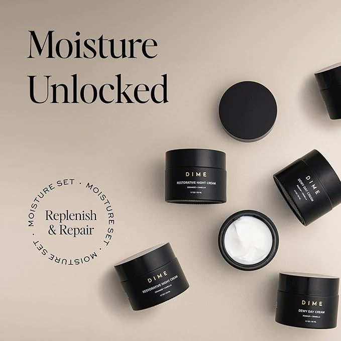 Dime Beauty Moisture Set - Includes Dewy Day Cream + Restorative Night Cream (50 ml Each)
