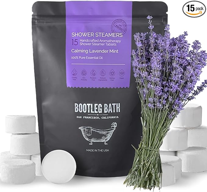 Shower Steamers Aromatherapy Lavender 15 Pack, 100% Pure Essential Oil, All Natural, for Men and Women, Made in USA