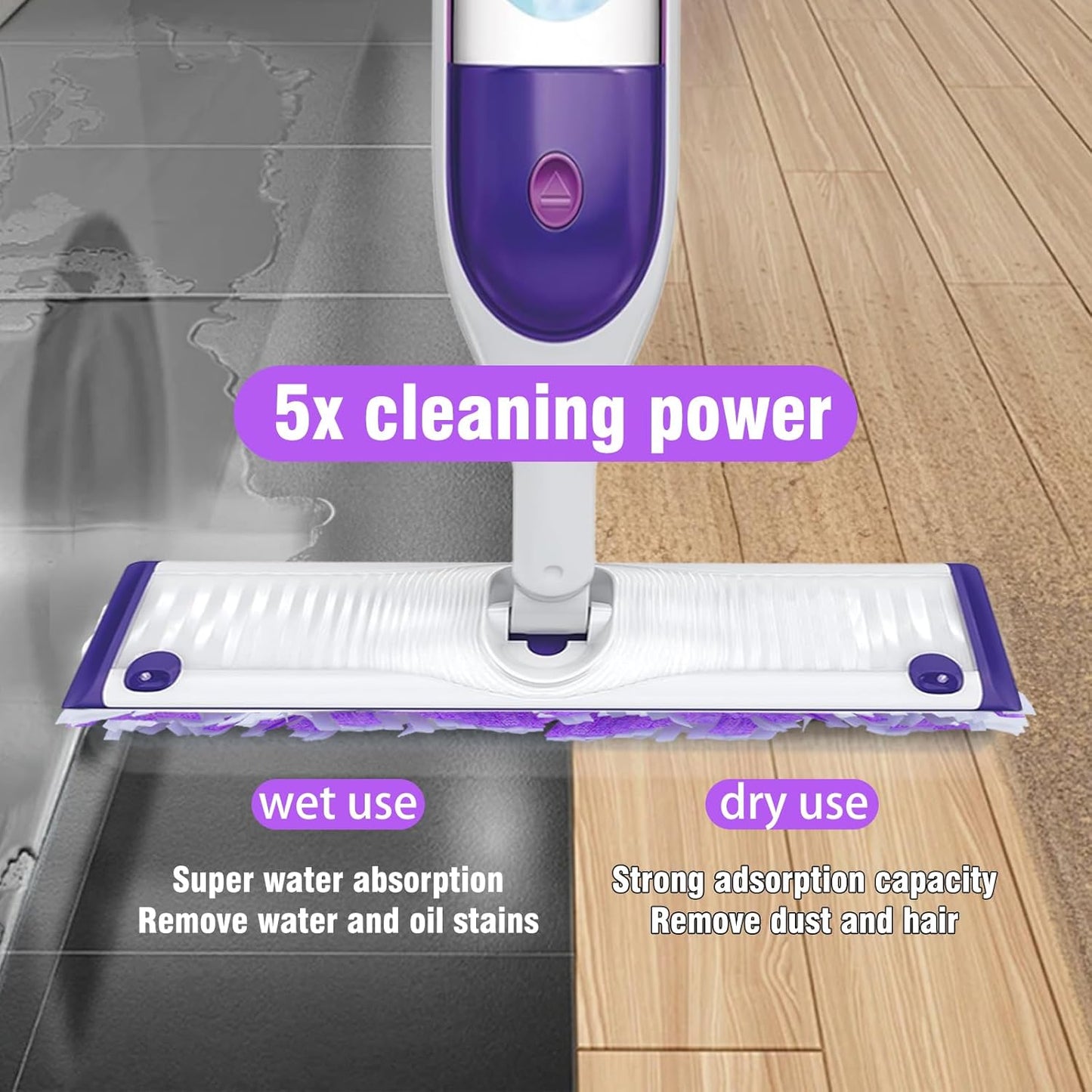 60 Count Disposable Power Mop Refills for Swiffer Power Mop, Extra Absorbent, Traps Dust & Hair, Fits All Swiffer PowerMop Models, PowerMop Wet Pads Rifill for Floor Cleaning